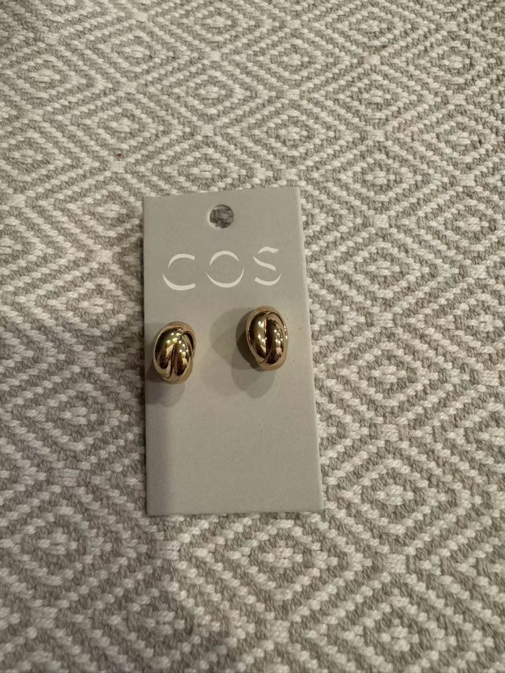 COS Polished Gold Twist Knot Stud Earrings